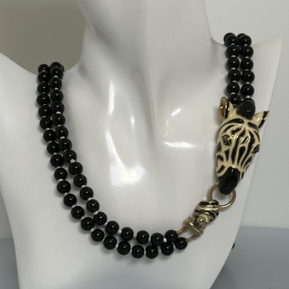 Chic Black and Gold Beaded Necklace